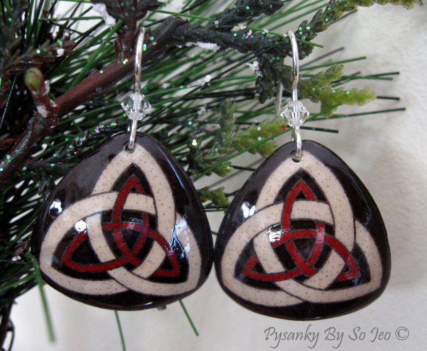 Triqueta Celtic Earrings Pysanky Jewelry by So Jeo